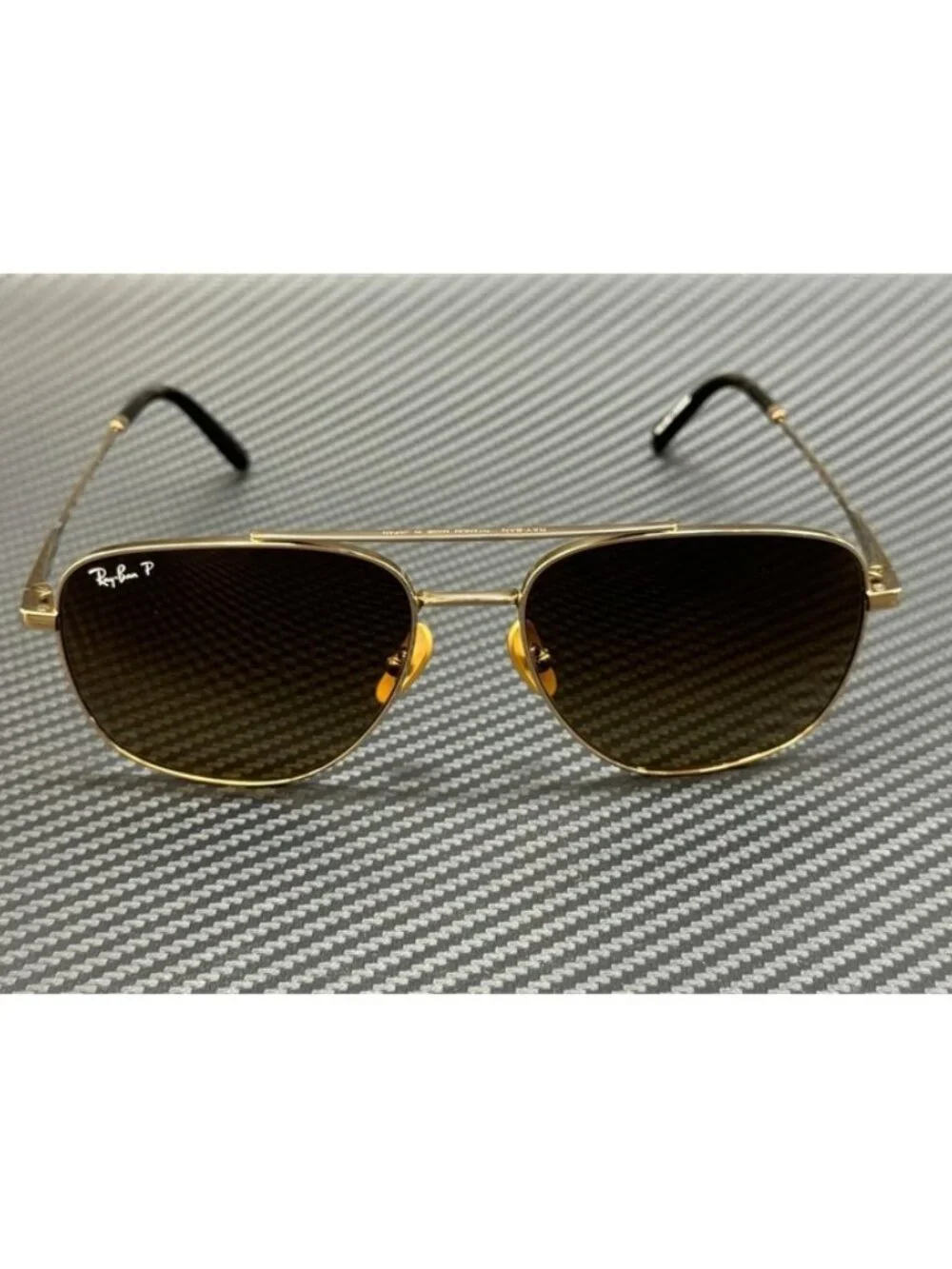 New Ray-Ban Men Gold Sunglasses 59-17-145